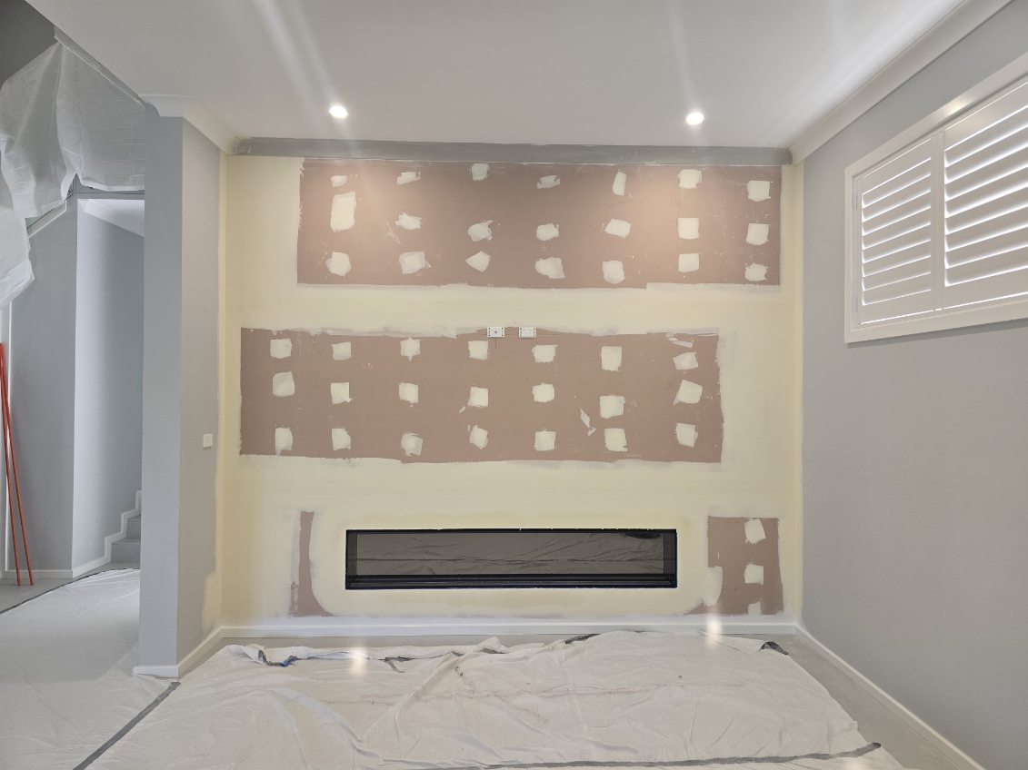 Stage 2 — plasterboard fixed and joints filled